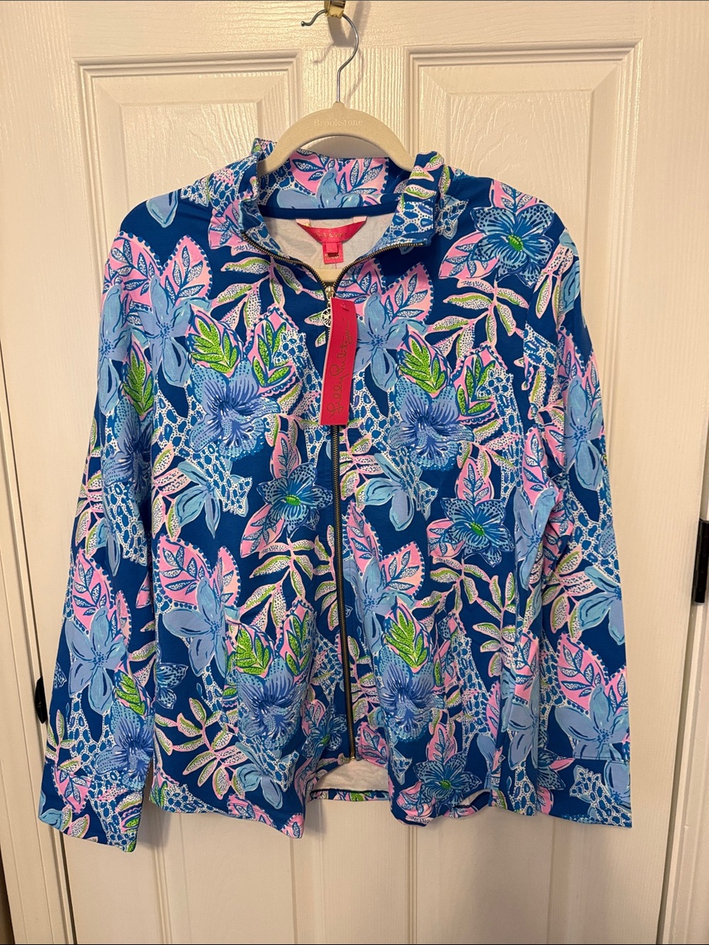 Brand New Lilly Pulitzer Tropical Floral Zip Jacket - Blue Pink Green